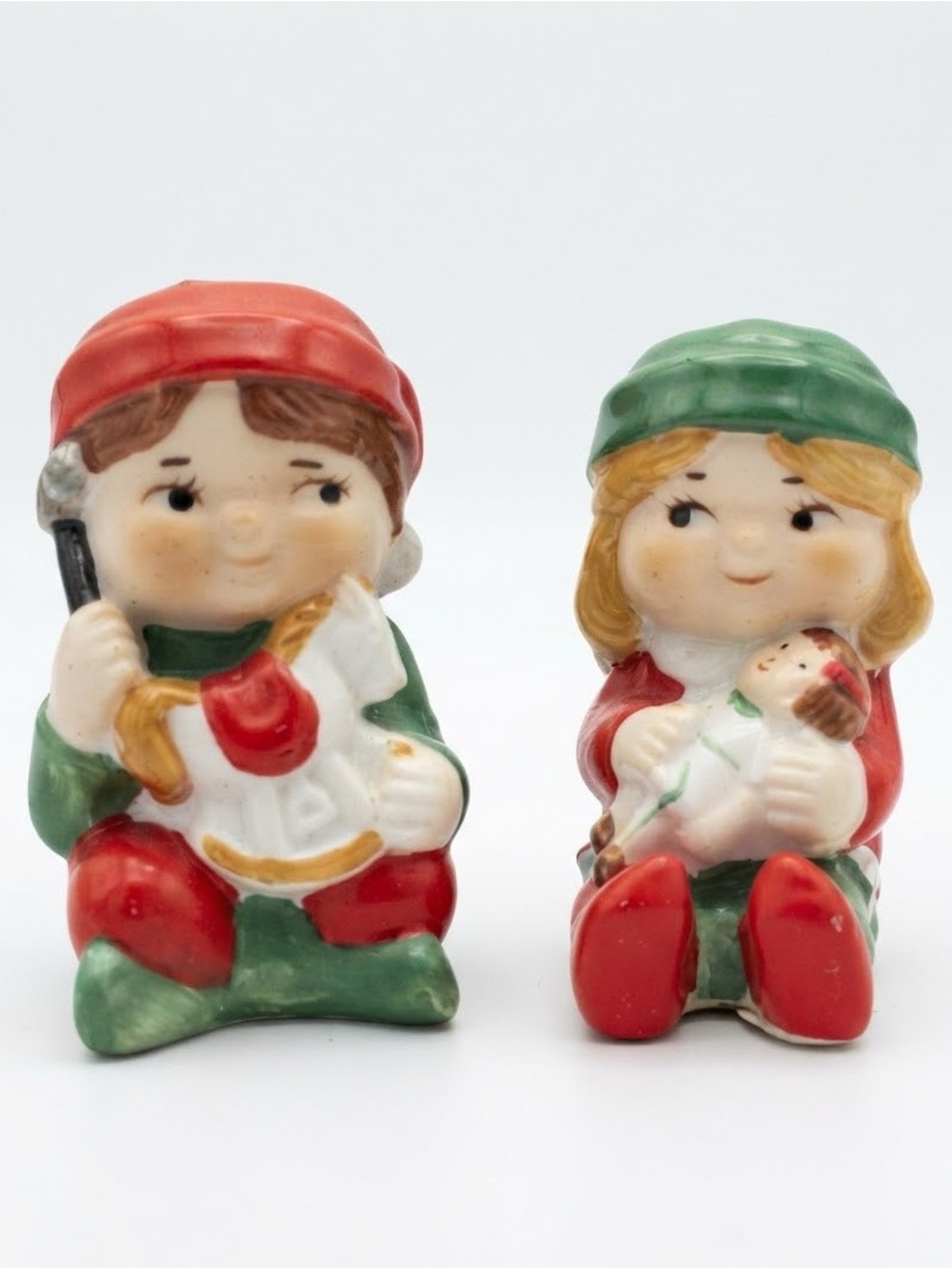 Kitschy Vintage Avon Christmas Children Salt and Pepper Shakers Set